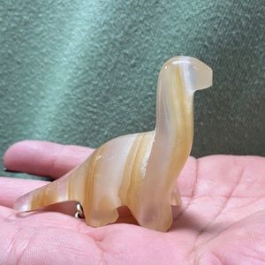 Small Amber Onyx Apatosaurus Dinosaur, Crystal Dinosaur Carving, Paleontology